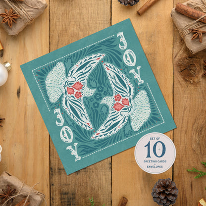 Two Turtle Doves Christmas Card Set | "Wishing you a holiday filled with Joy." (10)