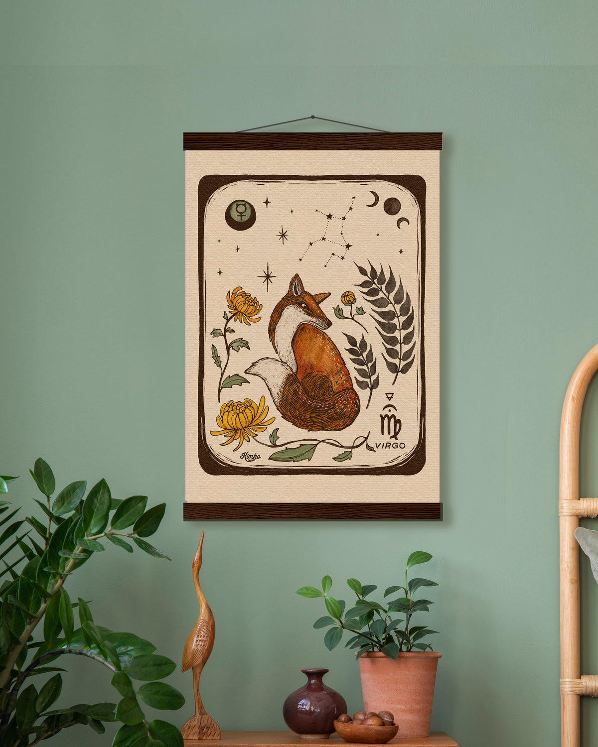 Virgo Zodiac Folk Art | Wood Hanger Print