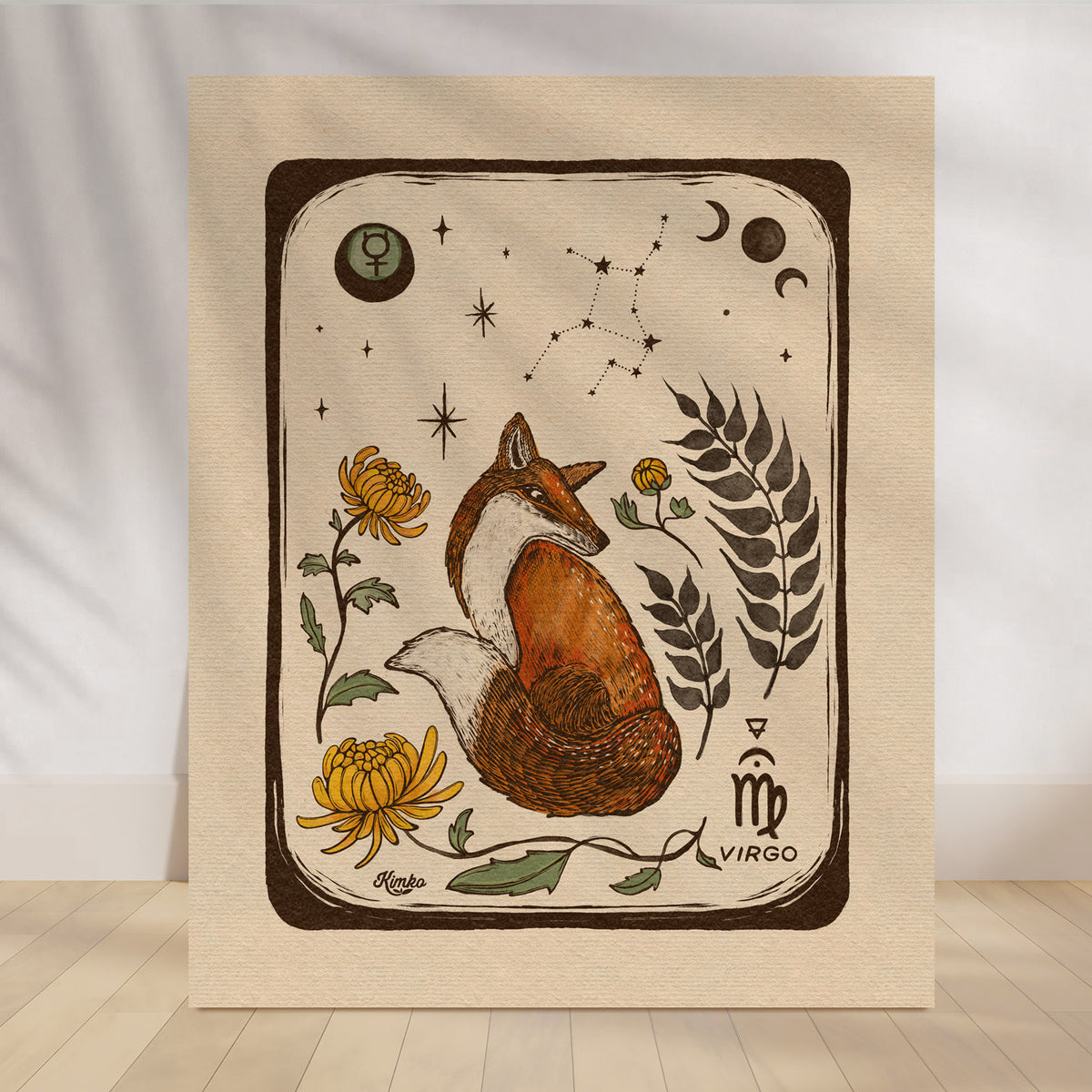 Virgo Zodiac Sign | Folk  Art  Print