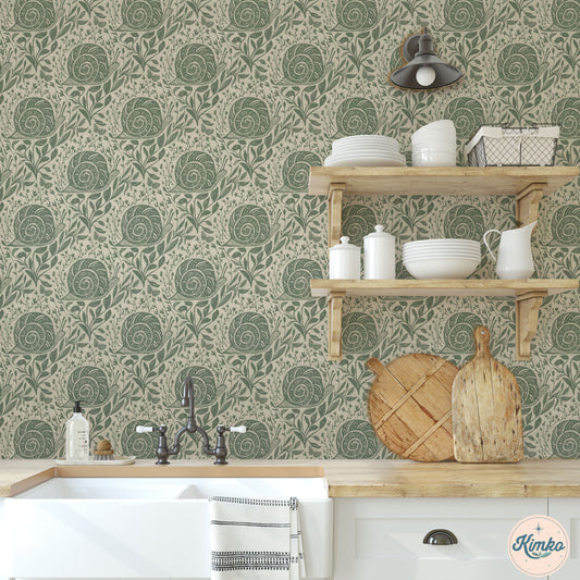 Sylvie the Snail Wallpaper in Pixie Moss