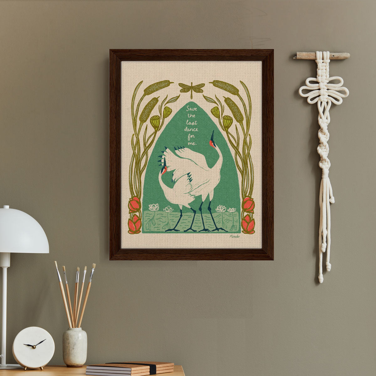 The Dance of the Whooping Cranes  | Framed Canvas Print