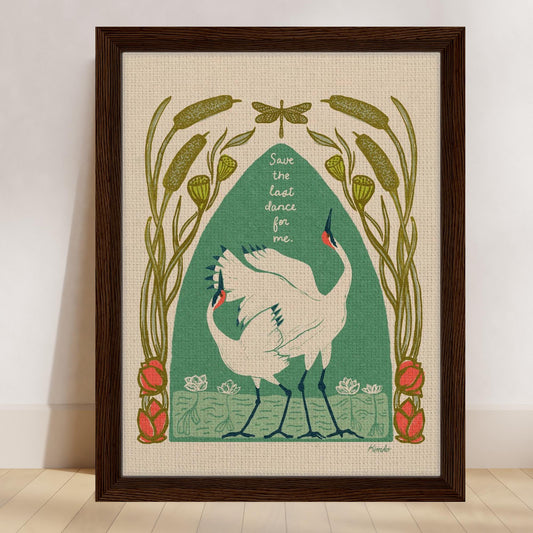 The Dance of the Whooping Cranes  | Framed Canvas Print