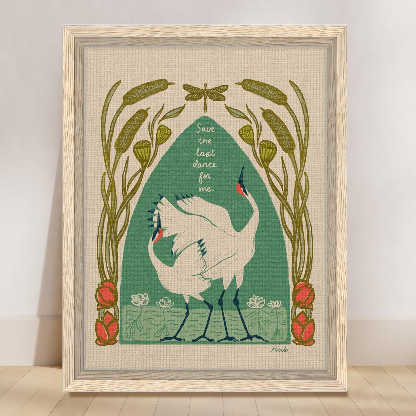 The Dance of the Whooping Cranes  | Framed Canvas Print