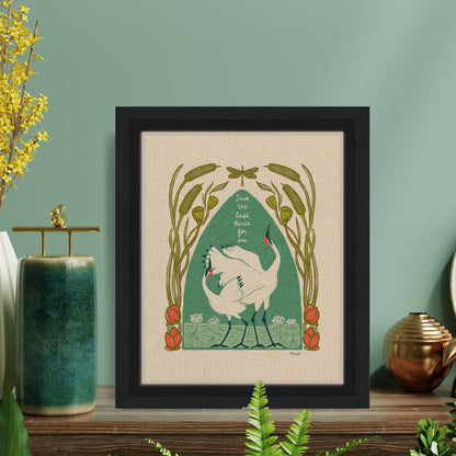 The Dance of the Whooping Cranes  | Framed Canvas Print