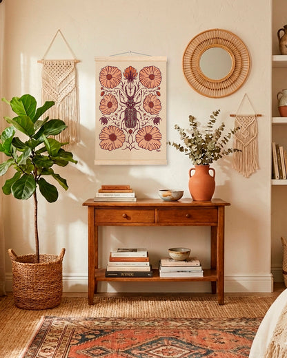 Vintage Botanical Beetle Print| Wooden Hanger