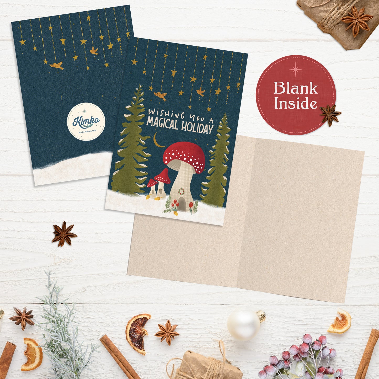 Cottagecore Magical Mushroom Holiday Cards | 10 Pack