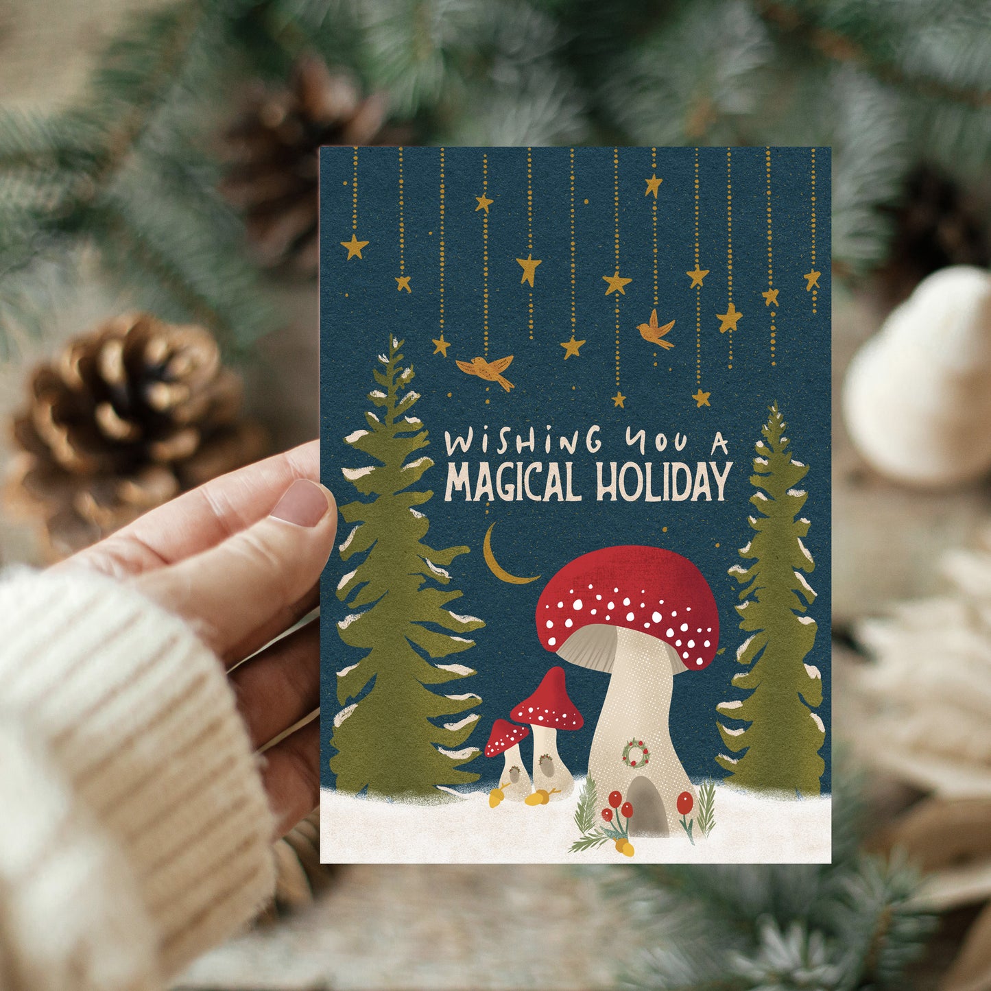 Cottagecore Magical Mushroom Holiday Cards | 10 Pack