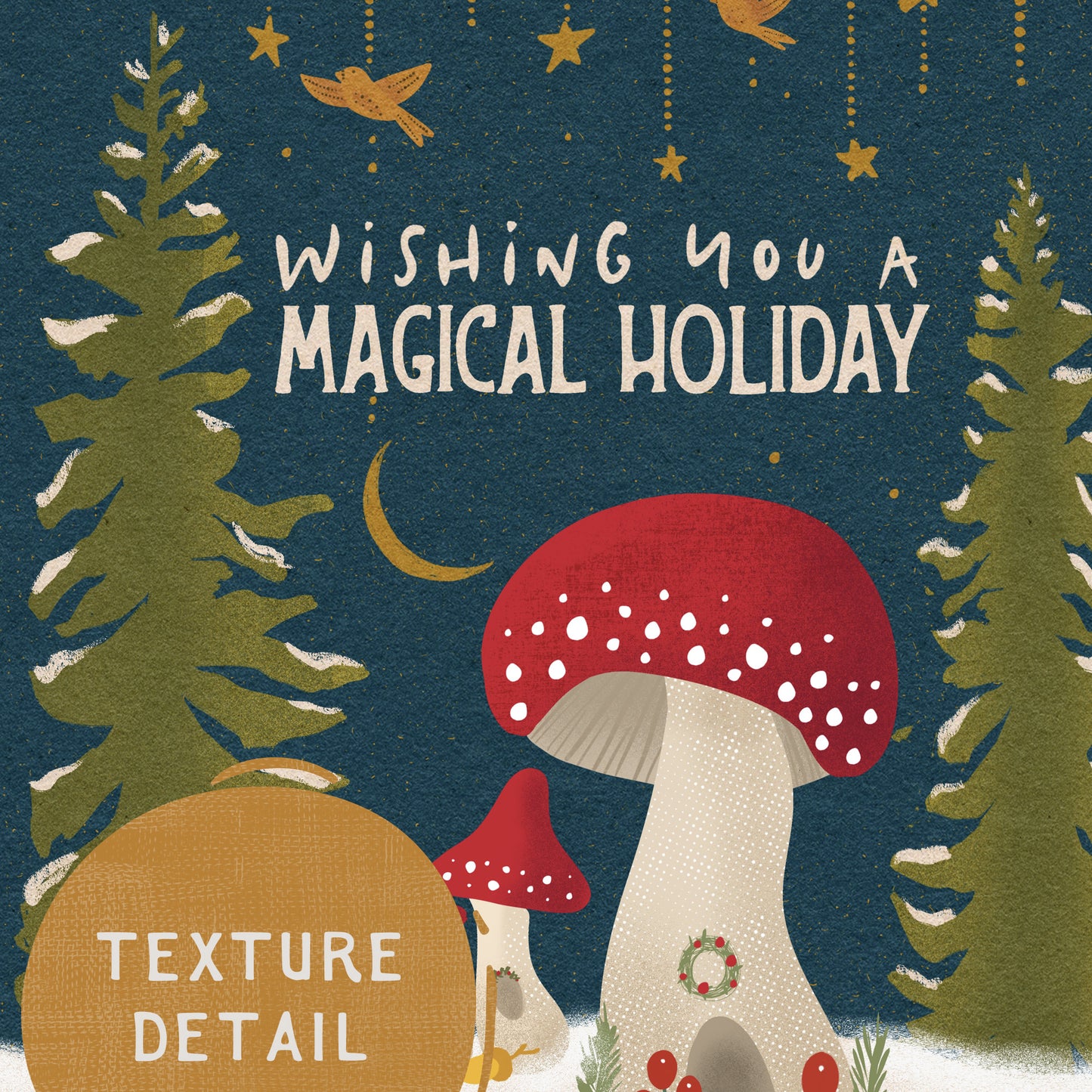 Cottagecore Magical Mushroom Holiday Cards | 10 Pack