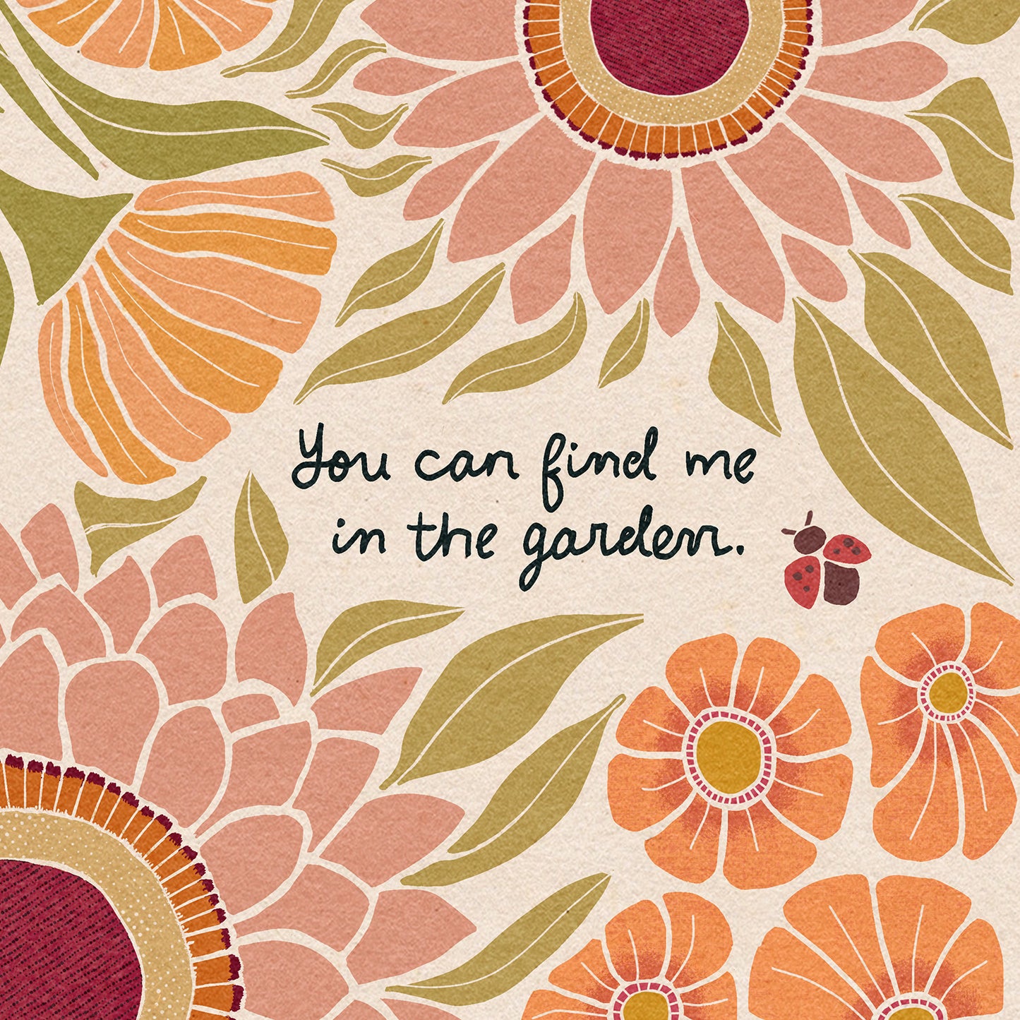 "You can find me in the garden." | The Ladybug Garden Framed Canvas Wall Art